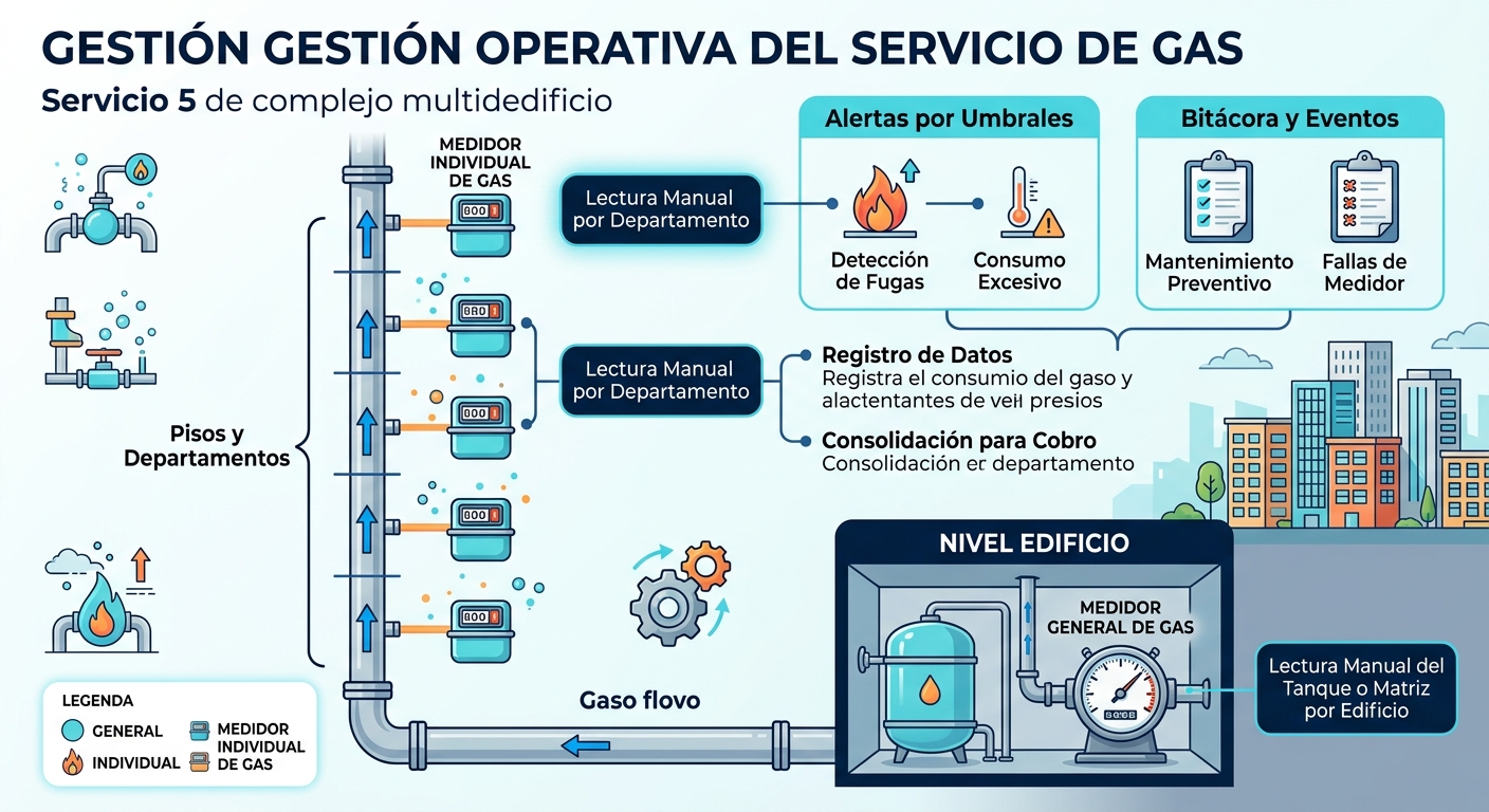 Matriz de suministro y medidores individuales de gas